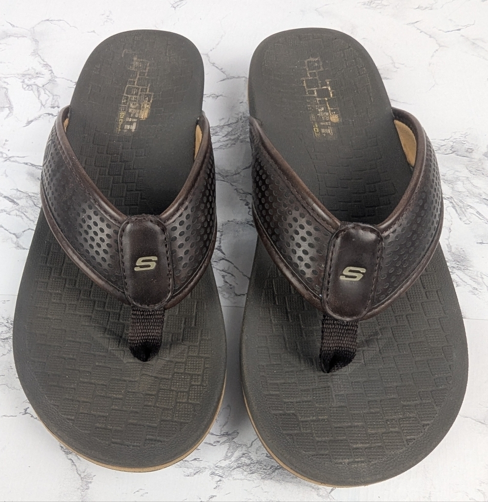Skechers Pelem Emiro Thong Sandals Faux Leather No Size Tag Probably Men's 7.5